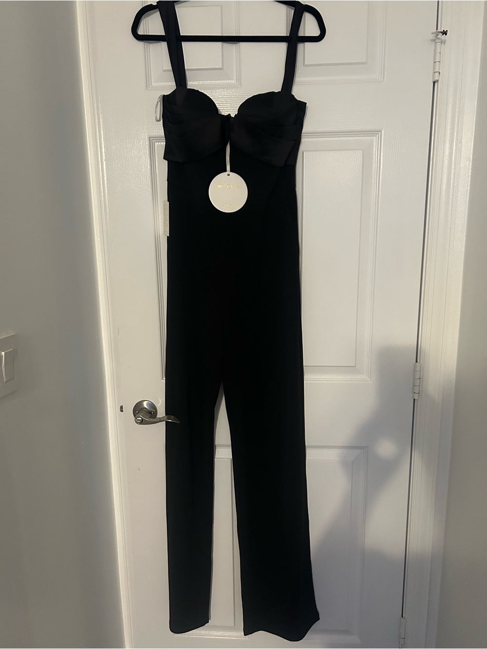 Strap Bustier Wide-Leg Jumpsuit in Black